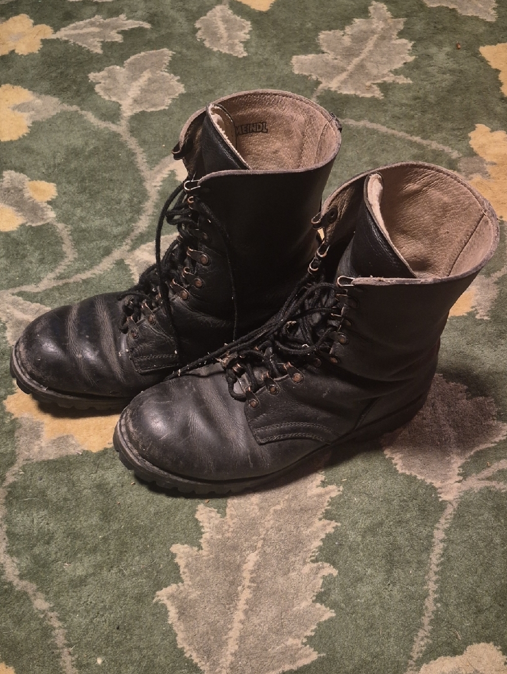 Men's Black Leather Lace-Up Work Boots